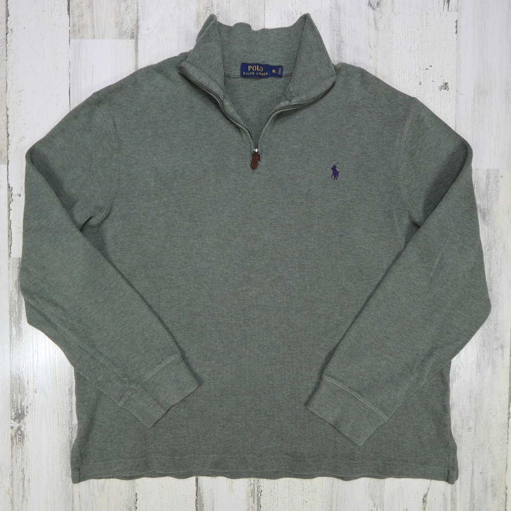 Polo Ralph Lauren Sweater Mens XL Green 1/4 Zip Pullover